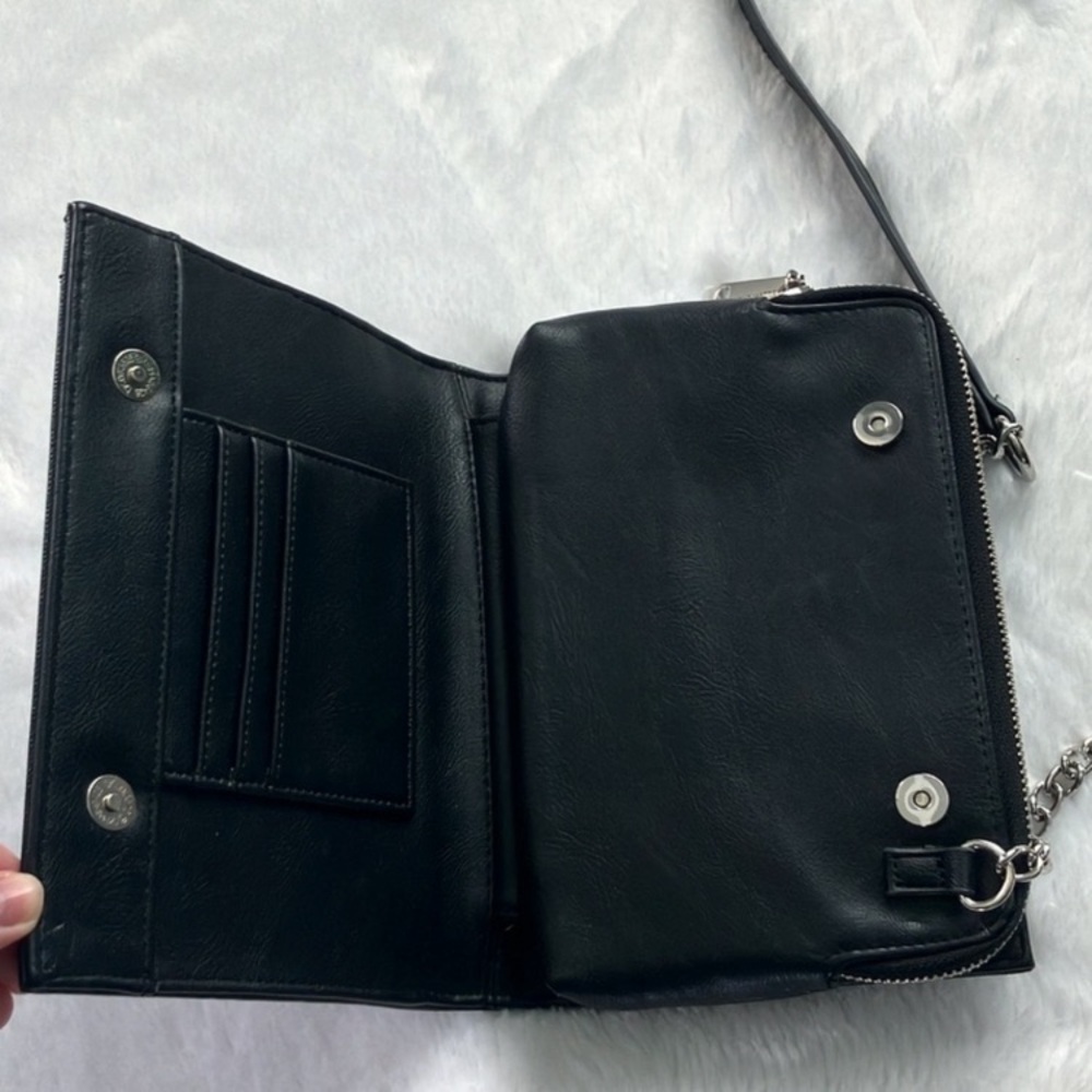 Like New Steve Madden Black Crossbody Double Sided Wallet Purse - Picture 9 of 11